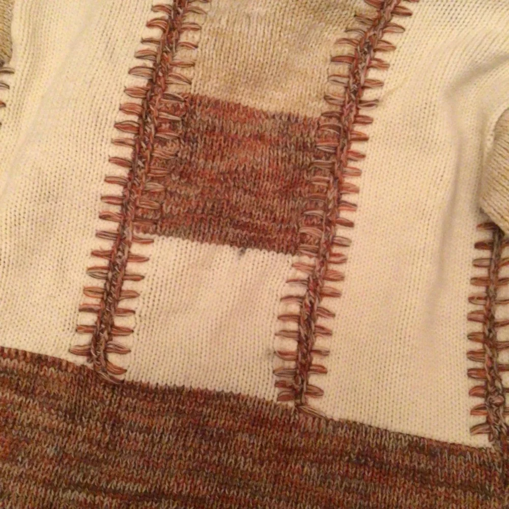 Vintage 70’s Patchwork Colorblock Hangs Open Sweater - Picture 6 of 8